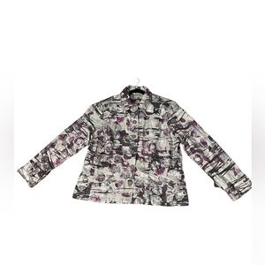 Chicos Women's Size 2 (med) Purple Gray Silver Metallic 100%Linen Jacket Blazer